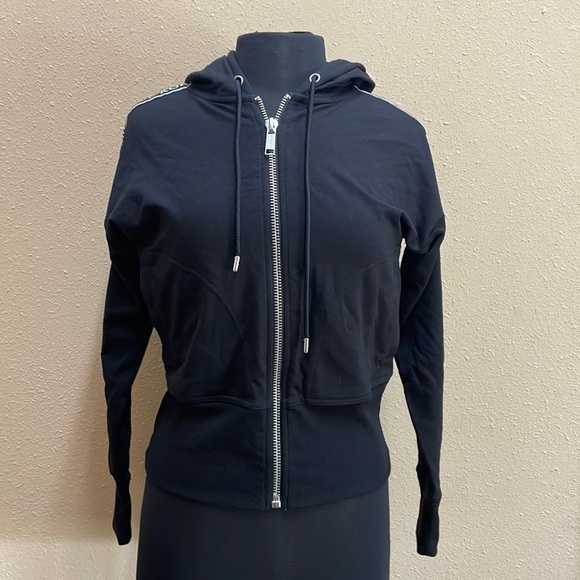 Michael Kors Tops - Michael Kors Logo Stripe Hoodie XS Black